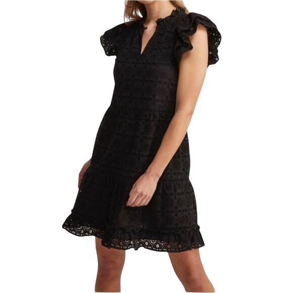 Rebecca Minkoff Caro Eyelet Ruffle Mini Dress- Size 8 - Picture 2 of 11